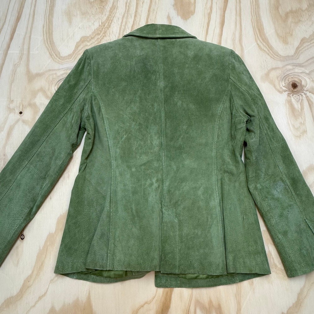 Live a Little Sage Green Suede Leather Blazer Single Button Jacket Womens Medium - Picture 5 of 6